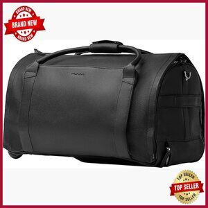 Large Rolling Duffle Bag with Wheels, Garment Compartment, Shoe Pocket, Tech